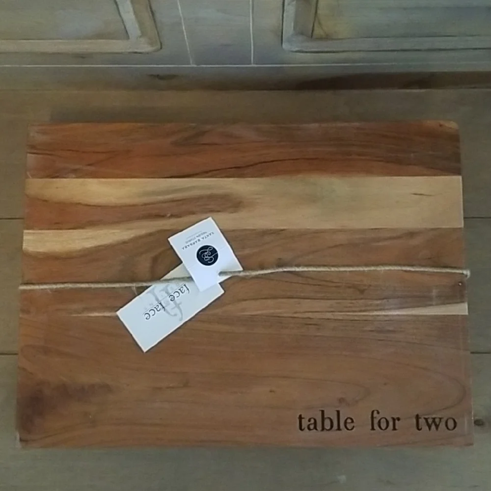 Table for Two Wooden Charcuterie Board By Santa Barbara Design Studio